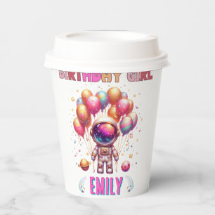 Outer Space Birthday Girl Flight Crew Paper Cups