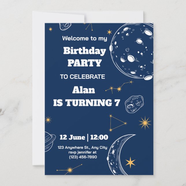 Outer Space Birthday Invitation (Front)