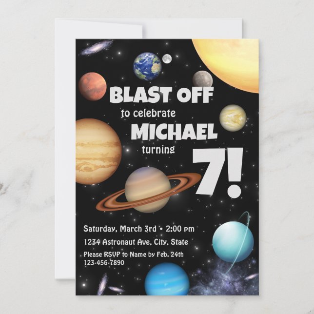 Outer Space Birthday Invitation (Front)