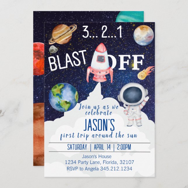 Outer Space Birthday Invitation (Front/Back)