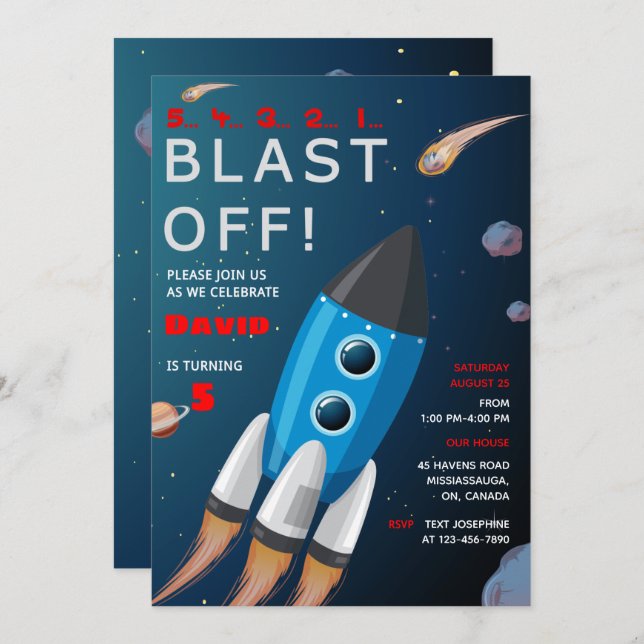 Outer Space Birthday Invitation (Front/Back)