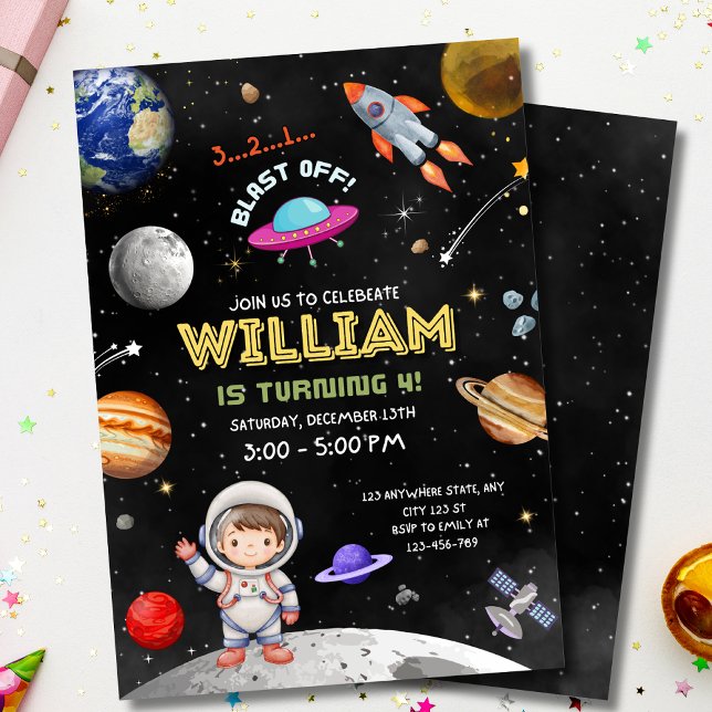 Outer Space Birthday Invitation Astronaut Birthday (Creator Uploaded)
