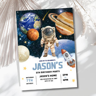 Outer Space Birthday Invitation Astronaut Galaxy
