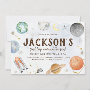 Outer Space Birthday Invitation, Planets Galaxy Invitation