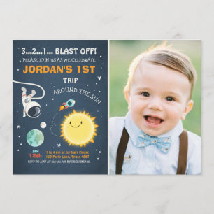 Outer Space Birthday Invitation Rocket Astronaut