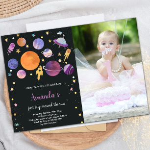 Outer Space Birthday Invitation with Photo