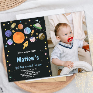 Outer Space Birthday Invitation with Photo