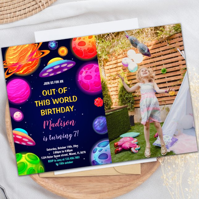 Outer Space Birthday Invitation with Photo (Outer Space Birthday Invitations with photo)