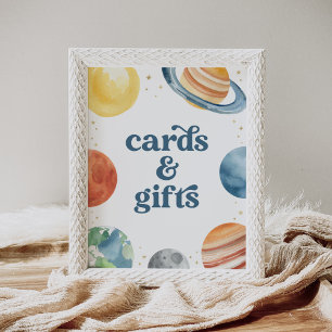Outer Space Birthday Party Cards and Gifts Sign