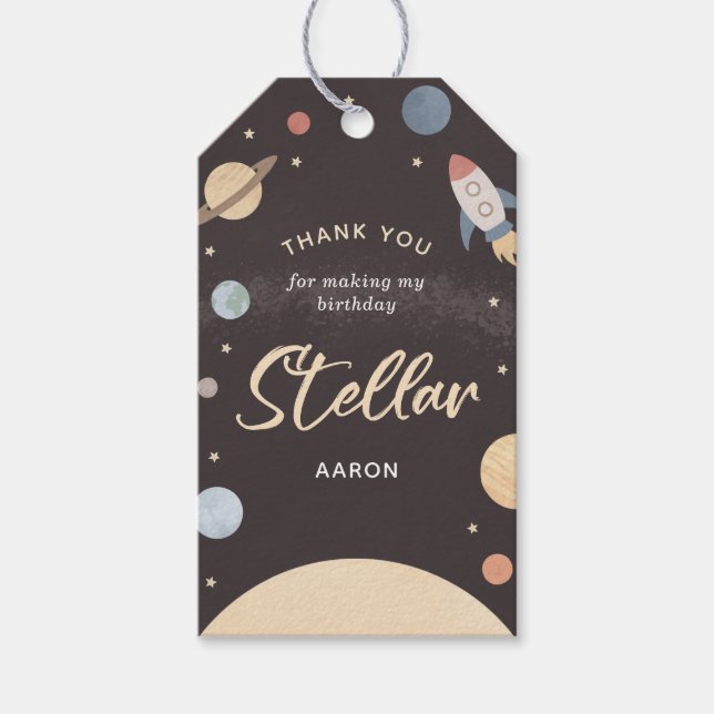 Outer Space Birthday Party Gift Tags (Front)