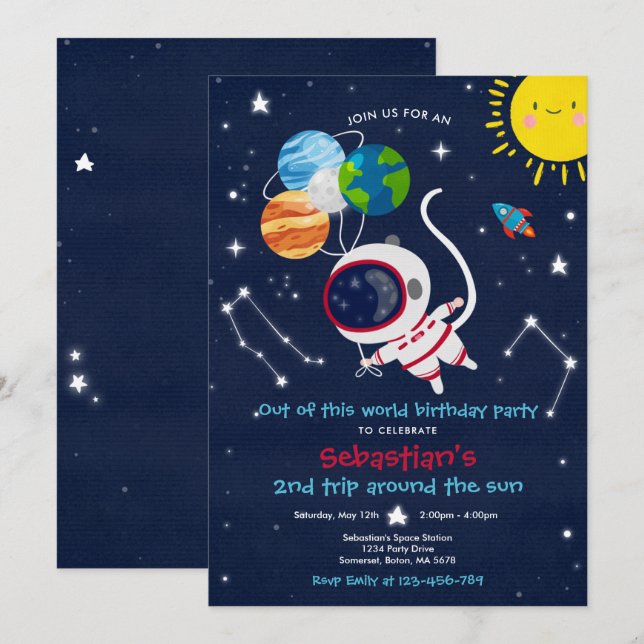 Outer Space Birthday Party Out Of This World Invitation (Front/Back)
