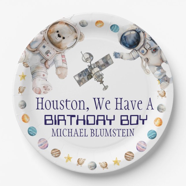 Outer Space Birthday Party Paper Plates (Front)