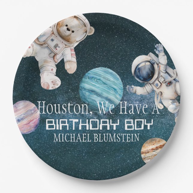 Outer Space Birthday Party Paper Plates (Front)