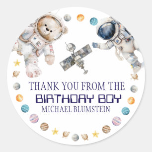 Outer Space Birthday Party Thank You Classic Round Sticker