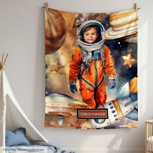 Outer Space Blanket Personalized Gift Young Boy