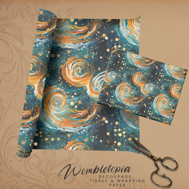 Outer Space Blue and Orange Abstract Modern Wrapping Paper (Creator Uploaded)