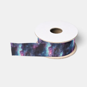 Outer Space Blue Purple Galaxy & Stars Grosgrain Ribbon