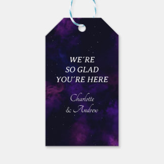 Outer space, blue, science fiction gift tags