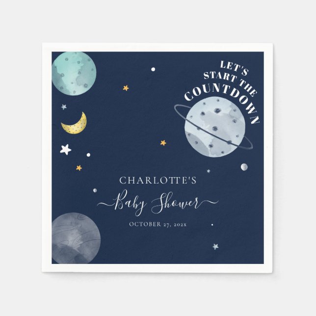 Outer Space Boy Baby Shower Paper Napkin (Front)