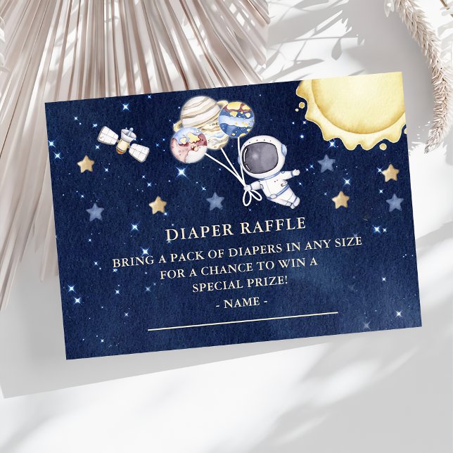 Outer Space Boys Baby Shower Diaper Raffle Ticket  Enclosure Card (Creator Uploaded)