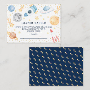 Outer Space Boys Baby Shower Diaper Raffle Ticket  Enclosure Card