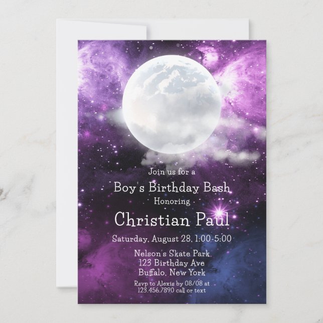Outer Space Boy's Birthday Bash Sweet 16 Invitation (Front)