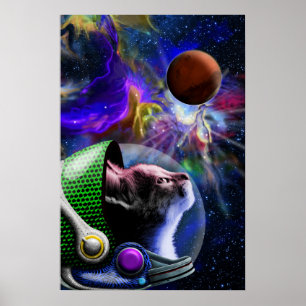 Outer Space Cart Art with Planets Nebula  Poster