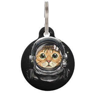 Outer Space Cat Kitty Astronaut Animal Face Galaxy Pet Tag