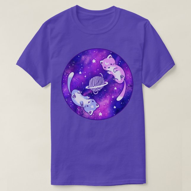 Outer Space Cat Kitty Astronaut Animal Face Galaxy T-Shirt (Design Front)