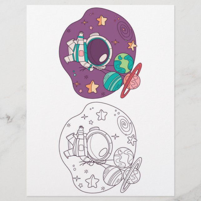 Outer space colouring page (Front)