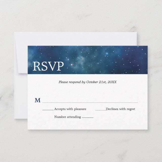 Outer Space Constellation Galaxy Bar Mitzvah RSVP Card (Front)