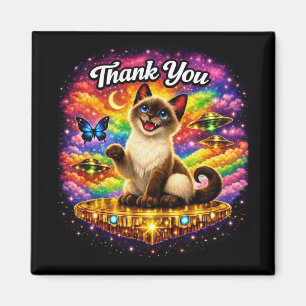 Outer Space Cosmic Rainbow Siamese Cat Thank You Magnet