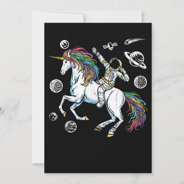 Outer Space Cosmonaut Fantasy Animal Unicorn Gift  Invitation (Front)