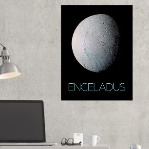 Outer Space, Cosmos, Solar System, Moon Enceladus Foil Prints