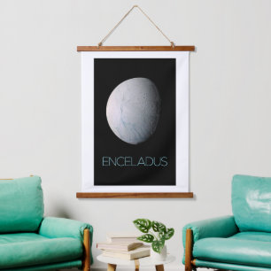 Outer Space, Cosmos, Solar System, Moon Enceladus Hanging Tapestry
