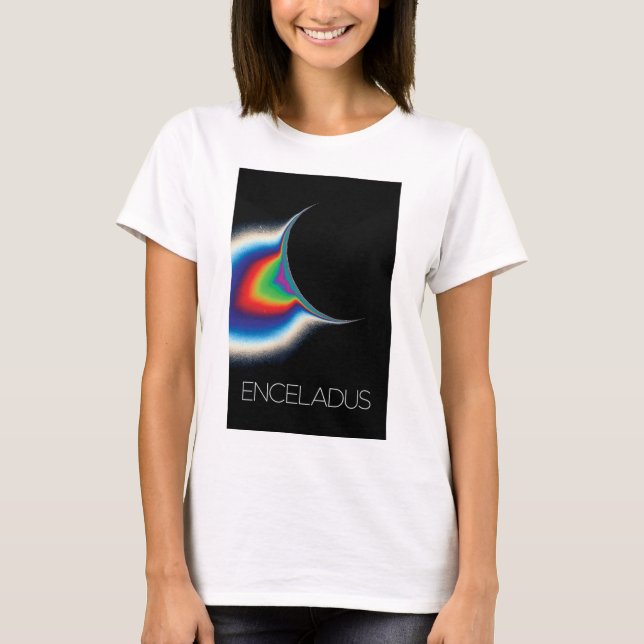 Outer Space, Cosmos, Solar System, Moon Enceladus T-Shirt (Front)