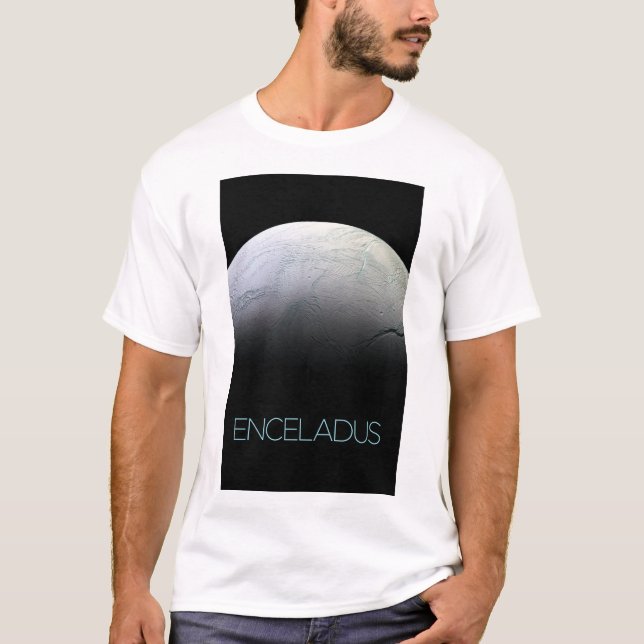 Outer Space, Cosmos, Solar System, Moon Enceladus T-Shirt (Front)