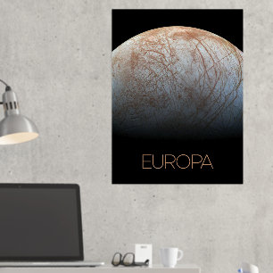 Outer Space, Cosmos, Solar System, Moon Europa Foil Prints