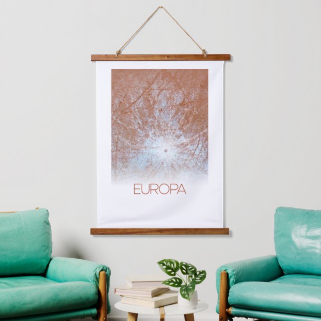 Outer Space, Cosmos, Solar System, Moon Europa Hanging Tapestry (Living Room)