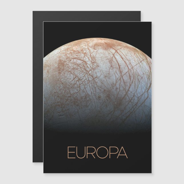 Outer Space, Cosmos, Solar System, Moon Europa Magnetic Invitation (Front/Back)