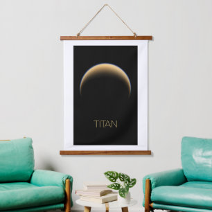 Outer Space, Cosmos, Solar System, Moon Titan Hanging Tapestry