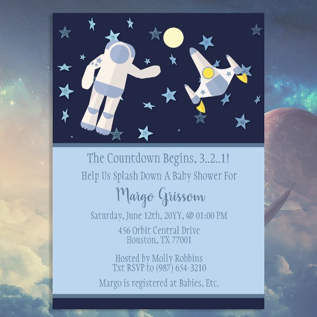 Outer Space Countdown Begins Baby Shower Invitation (Creator Uploaded)
