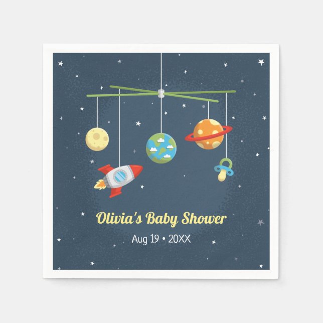Outer Space Crib Toys Baby Shower Party Supplies Napkin (Front)
