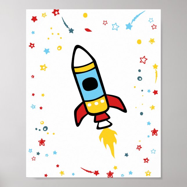 Outer Space decor, Rocket print 8x10 (Front)
