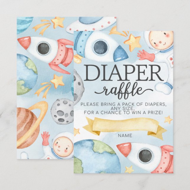 Outer Space Diaper Raffle Baby Shower Card Insert (Front/Back)
