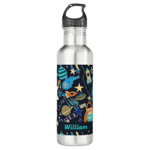 Outer Space Doodle Pattern Personalised Name 710 Ml Water Bottle
