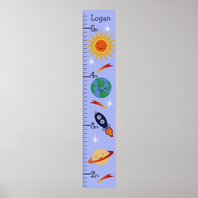 Outer Space/Earth/Rocket Kid's Growth Chart (Front)
