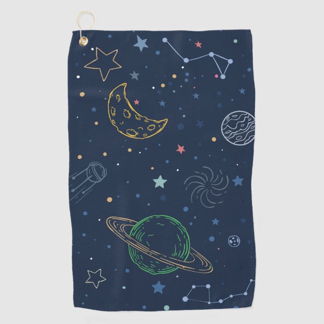 Outer space elements pattern golf towel (Front)
