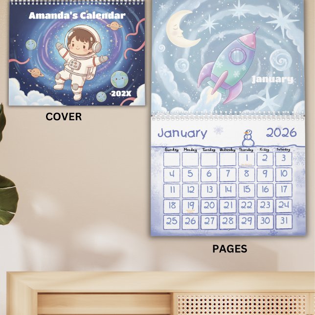 Outer Space Explorer Personalized Kids 2026 Calendar (Creator Uploaded)