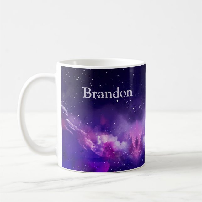 Outer Space Fantasy, Purple Sky Coffee Mug (Left)